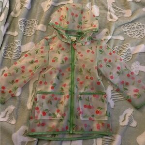 Cherry Print Hooded Raincoat